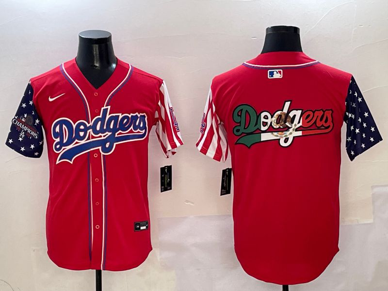 Men Los Angeles Dodgers Blank Red a generation of national flags Joint name 2025 Nike MLB Jersey style 10
